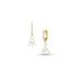 specialty cut diamond petite sunburst drop earring on hinged huggie hoop, <br>in 18k yellow gold, <br>0.70ct